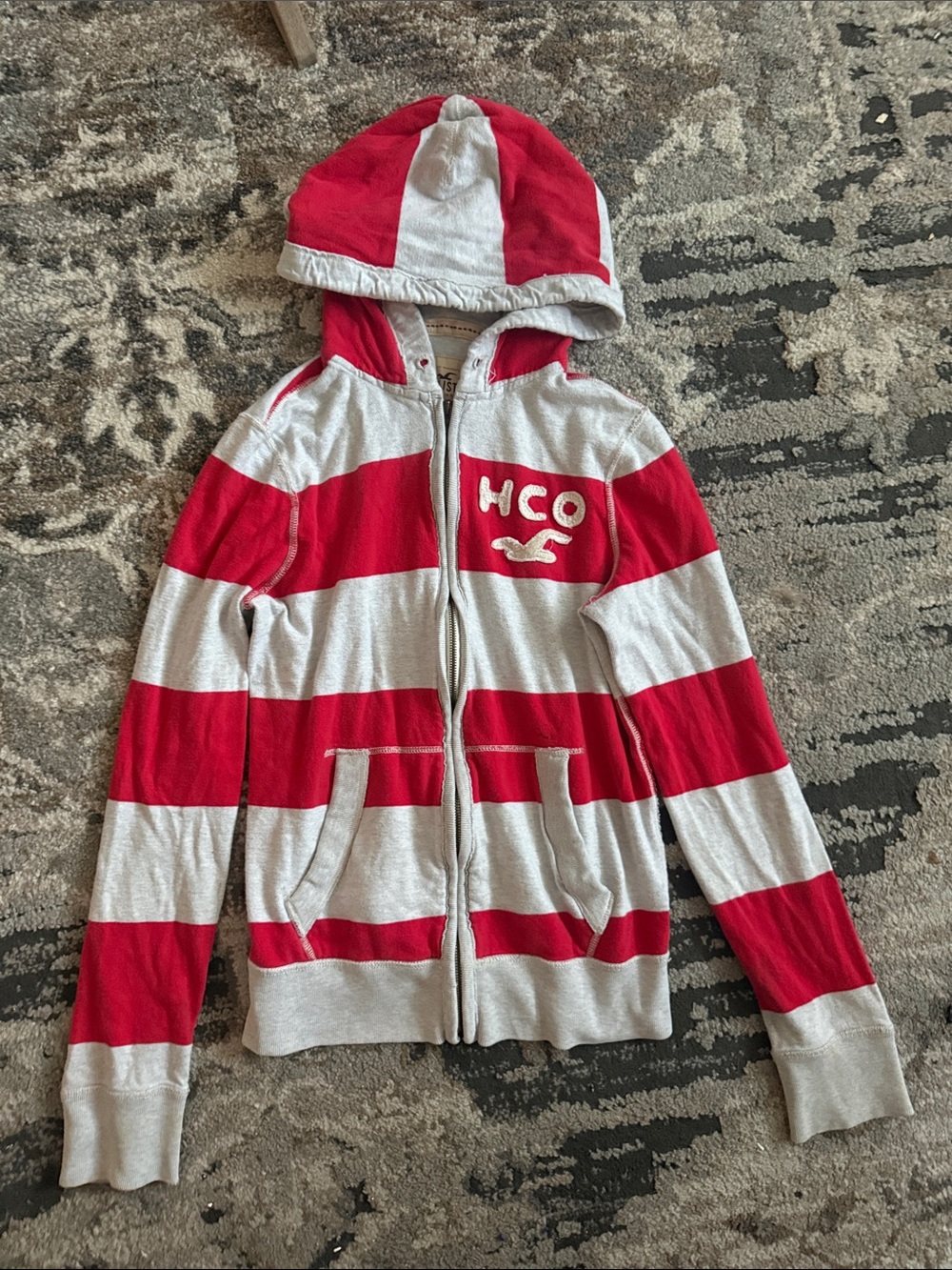 VTG Hollister stripped zip up hoodie